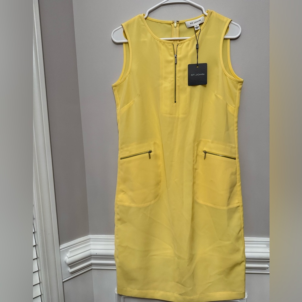 St. John Primrose  Yellow Midi Dress Size 4